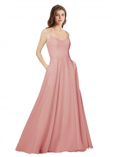 Fábrica de Criss Cruz Chiffon Sem alças Comprimento Chão Sem Mangas Vestidos de Madrinha