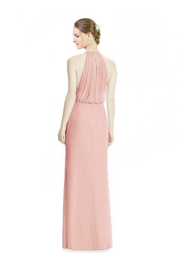 Fábrica de Chiffon Cabeçada Comprimento Chão Sem Mangas Sereia Longo Vestidos de Madrinha