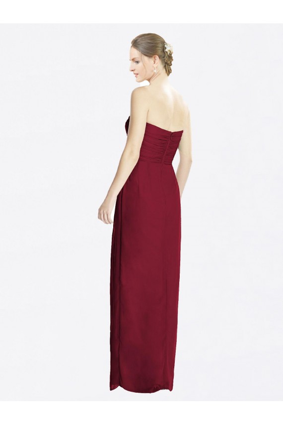 Fábrica de Chiffon Amor Comprimento Chão Sem Mangas Borgonha Vestidos de Madrinha