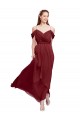Fábrica de Chiffon Fora do Ombro Comprimento Chão Sem Mangas Borgonha Vestidos de Madrinha