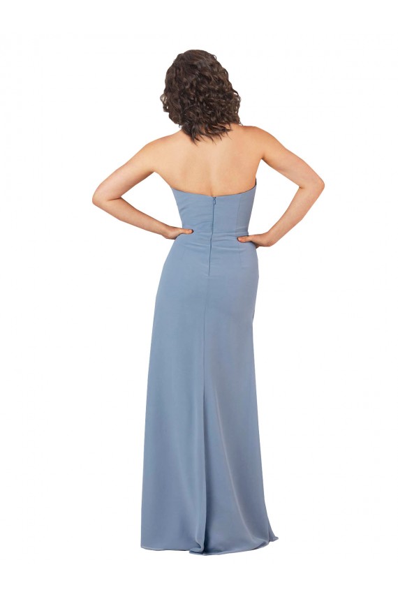Fábrica de Chiffon Sem alças Comprimento Chão Sem Mangas Vestidos de Madrinha