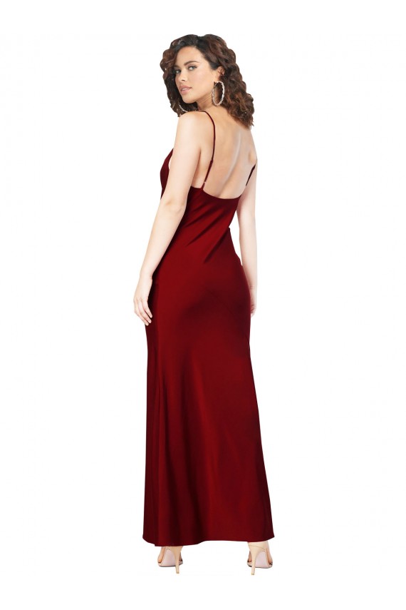 Fábrica de Lombar Cetim Sedoso Decote Capuz Comprimento Chão Sem Mangas Vestidos de Madrinha / Vestidos de Noite / Vestidos de Festa