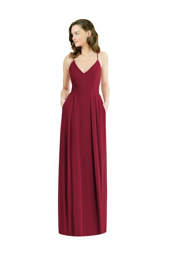 Fábrica de Abrir de volta Chiffon Alças finas Comprimento Chão Sem Mangas Vestidos de Festa / Vestidos de Madrinha
