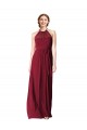 Fábrica de Chiffon Cabeçada Comprimento Chão Sem Mangas Vestido Formais / Vestido de Madrinha