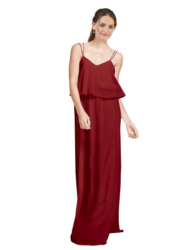 Fábrica de Criss Cruz Chiffon Alças finas Comprimento Chão Sem Mangas Vestido de Festa / Vestido de Madrinha