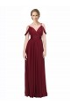 Fábrica de Lombar Chiffon Fora do Ombro Comprimento Chão Sem Mangas Borgonha Vestidos de Madrinha