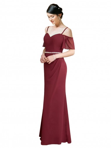 Fábrica de Lombar Chiffon Alças finas Comprimento Chão Ombro Frio Longo Vestidos de Madrinha