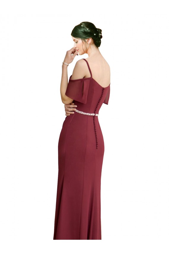 Fábrica de Lombar Chiffon Alças finas Comprimento Chão Ombro Frio Longo Vestidos de Madrinha