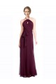 Fábrica de Lombar Chiffon Alças finas Comprimento Chão Sem Mangas Borgonha Vestidos de Madrinha