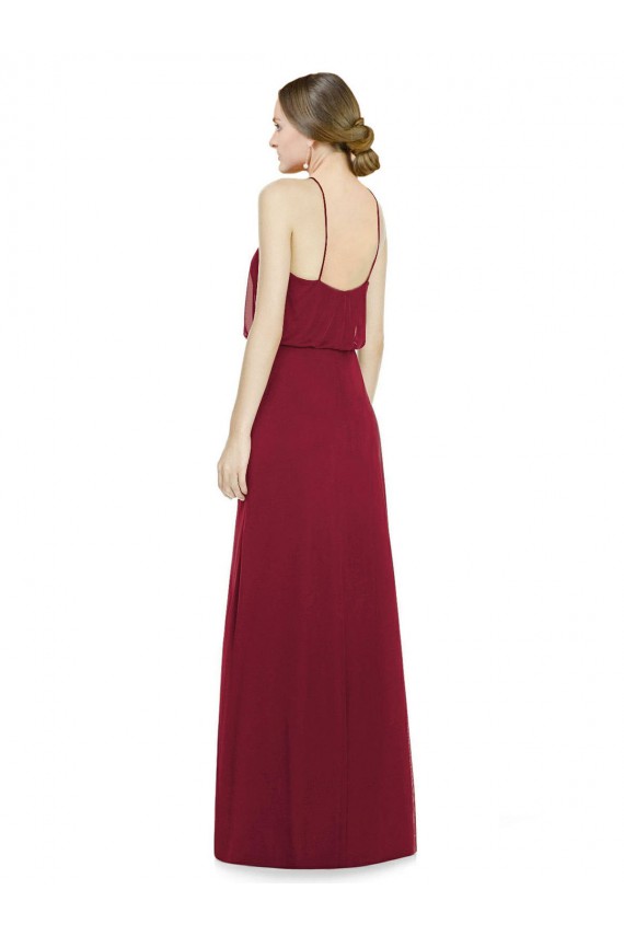 Fábrica de Abrir de volta Chiffon Cabeçada Comprimento Chão Sem Mangas Longo Vestidos de Festa