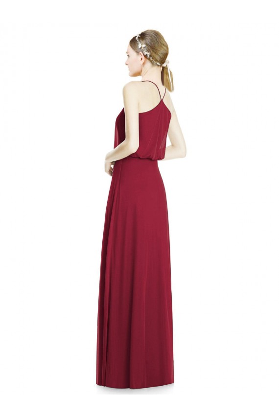 Fábrica de Chiffon Decote V Comprimento Chão Sem Mangas Borgonha Vestidos de Madrinha