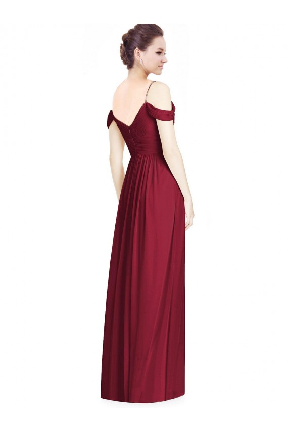 Fábrica de Chiffon Fora do Ombro Comprimento Chão Sem Mangas Vestidos de Festa / Vestidos de Madrinha