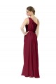 Fábrica de Chiffon Um Ombro Comprimento Chão Sem Mangas Longo Vestido de Madrinha / Vestido de Baile