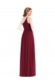 Fábrica de Chiffon Um Ombro Comprimento Chão Sem Mangas Longo Vestido de Madrinha / Vestido Formais
