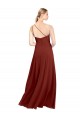 Fábrica de Chiffon Um Ombro Comprimento Chão Sem Mangas Longo Vestido de Madrinha