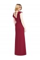 Fábrica de Amarrar para trás Chiffon Decote V Comprimento Chão Mangas Folhos Vestidos de Madrinha