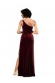 Fábrica de Veludo Elástico Um Ombro Comprimento Chão Sem Mangas Coluna Vestidos de Madrinha / Vestidos de Noite / Vestidos de Festa
