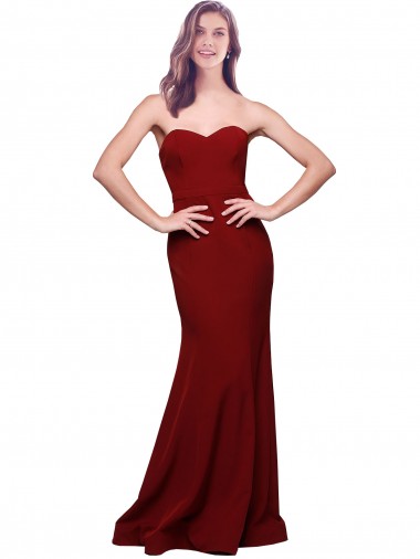 Fábrica de Lombar Crepe Esticado Amor Comprimento Chão Sem Mangas Bainha Longo Vestidos de Madrinha / Vestidos de Noite / Vestidos de Festa