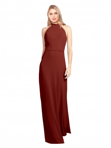 Fábrica de Abrir de volta Chiffon Cabeçada Comprimento Chão Sem Mangas Vestidos de Madrinha / Vestidos de Festa