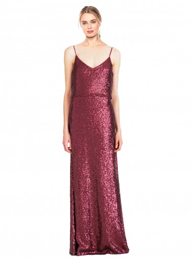 Fábrica de Lantejoulas Cabeçada Comprimento Chão Sem Mangas Vestidos de Madrinha / Vestidos de Noite / Vestidos de Festa