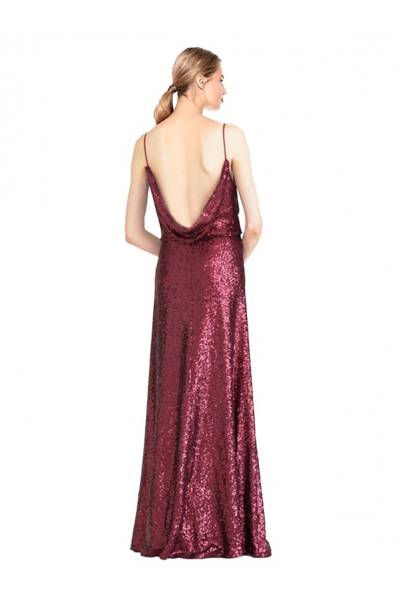Fábrica de Lantejoulas Cabeçada Comprimento Chão Sem Mangas Vestidos de Madrinha / Vestidos de Noite / Vestidos de Festa