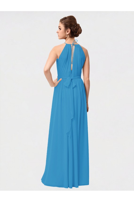 Fábrica de Chiffon Decote Alto Alto Baixo Sem Mangas Alto Baixo, Vestidos de Madrinha
