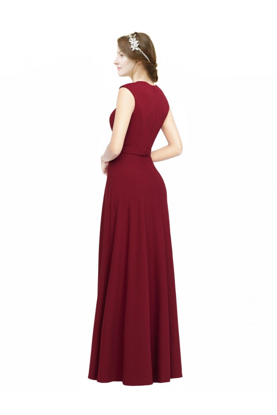 Fábrica de Crepe Esticado Decote Quadrado Comprimento Chão Sem Mangas Vestidos de Madrinha / Vestidos de Festa