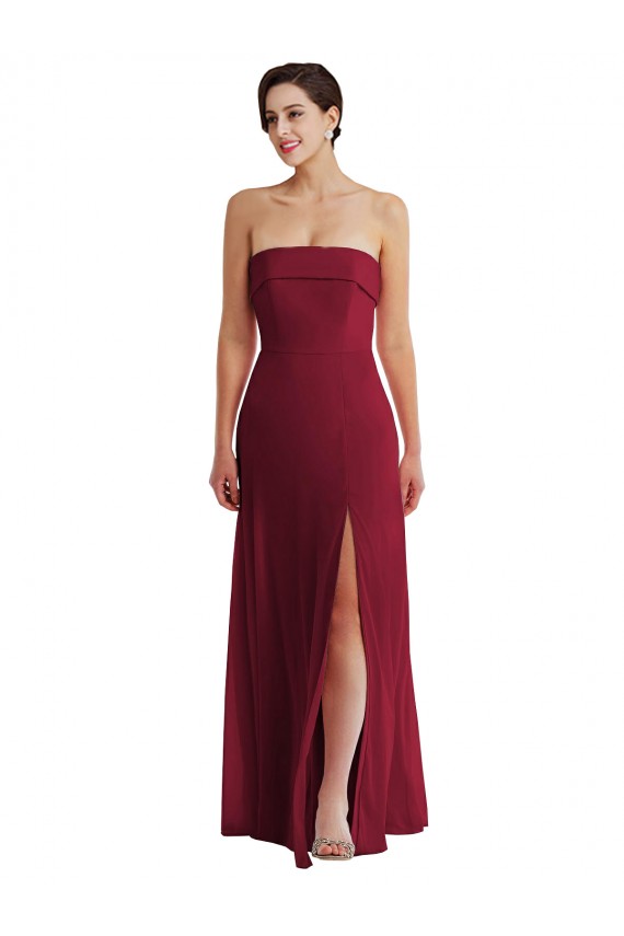 Fábrica de Lombar Chiffon Sem alças Comprimento Chão Sem Mangas Vestidos de Madrinha / Vestidos de Noite