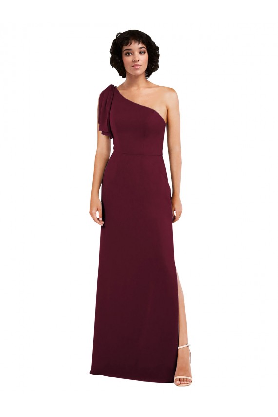 Fábrica de Chiffon Um Ombro Comprimento Chão Sem Mangas Vestidos de Madrinha / Vestidos de Noite