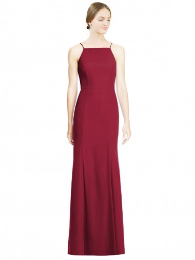 Fábrica de Chiffon Alças finas Comprimento Chão Sem Mangas Sereia Vestidos de Madrinha