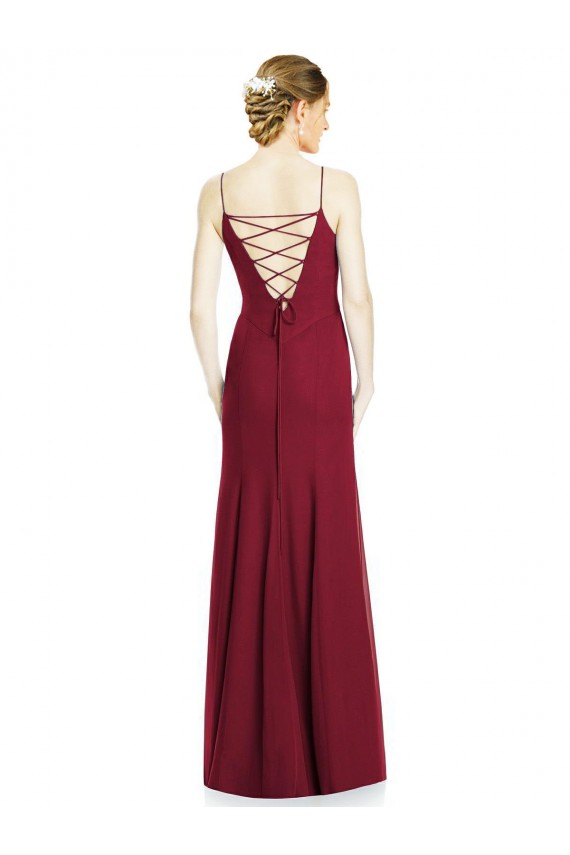 Fábrica de Chiffon Alças finas Comprimento Chão Sem Mangas Sereia Vestidos de Madrinha