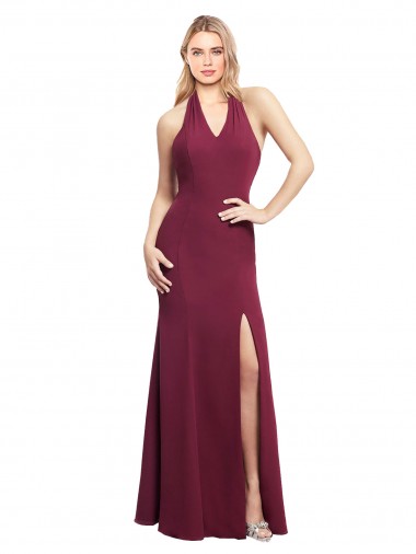 Fábrica de Abrir de volta Chiffon Cabeçada Comprimento Chão Sem Mangas Sereia Vestidos de Madrinha