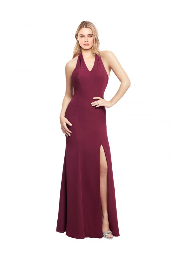 Fábrica de Abrir de volta Chiffon Cabeçada Comprimento Chão Sem Mangas Sereia Vestidos de Madrinha