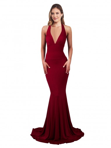 Fábrica de Abrir de volta Spandex Cabeçada Comprimento Chão Sem Mangas Vestidos de Madrinha / Vestidos de Noite / Vestidos de Festa