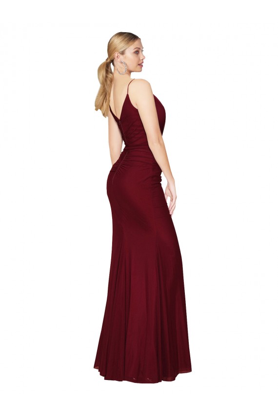 Fábrica de Costas em V Chiffon Decote V Comprimento Chão Sem Mangas Sereia Vestidos de Madrinha / Vestidos de Noite / Vestidos de Festa