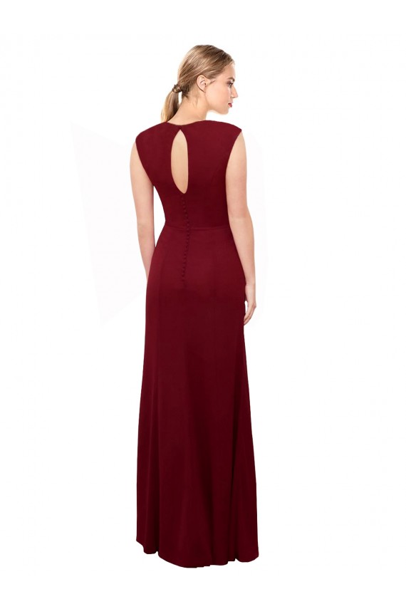 Fábrica de Buraco da fechadura Chiffon Decote V Comprimento Chão Sem Mangas Vestidos de Madrinha / Vestidos de Festa