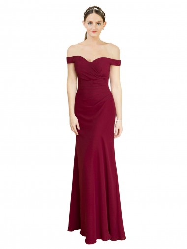 Fábrica de Chiffon Fora do Ombro Comprimento Chão Sem Mangas Sereia Vestidos de Madrinha / Vestidos de Festa