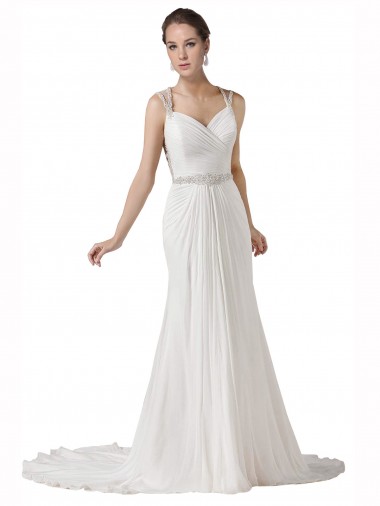Fábrica de Chiffon Amor Comboio Capela Sem Mangas Vestidos de Noiva na Praia