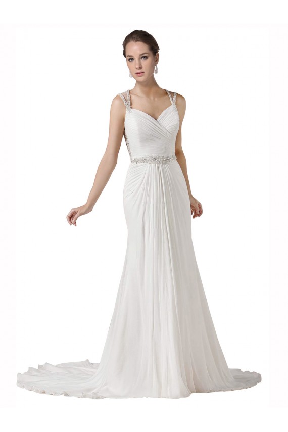Fábrica de Chiffon Amor Comboio Capela Sem Mangas Vestidos de Noiva na Praia