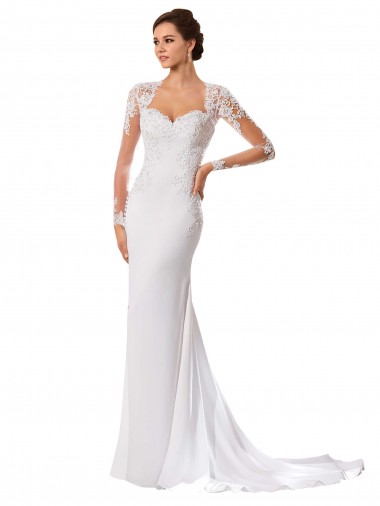 Fábrica de Buraco da fechadura Chiffon & Renda Amor Comboio Capela Mangas Compridas Longo Vestidos de Noiva