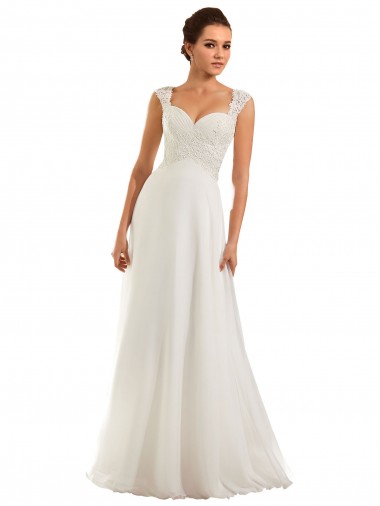 Fábrica de Buraco da fechadura Chiffon & Renda Amor Comboio Capela Mangas Compridas Vestidos de Noiva