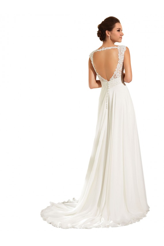 Fábrica de Buraco da fechadura Chiffon & Renda Amor Comboio Capela Mangas Compridas Vestidos de Noiva