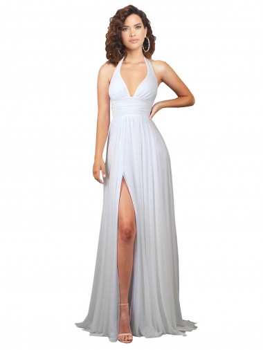 Fábrica de Lombar Chiffon Decote V Comboio Varredela Sem Mangas Vestidos de Madrinha