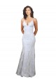 Fábrica de Abrir de volta Crepe Esticado & Lantejoulas Tule Decote V Comprimento Chão Sem Mangas Sereia Vestidos de Madrinha / Vestidos de Noite / Vestidos de Festa