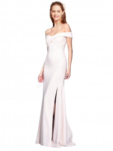 Fábrica de Crepe Esticado Fora do Ombro Comprimento Chão Sem Mangas Sereia Vestidos de Madrinha / Vestidos de Noite / Vestidos de Festa