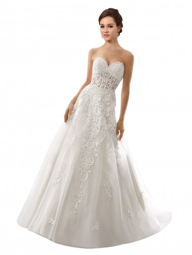 Fábrica de Tule & Renda Amor Comboio Capela Sem Mangas Branco Vestidos de Noiva