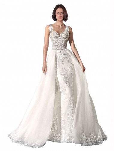 Fábrica de Tule & Renda Amor Comboio Capela Sem Mangas Sereia Longo Vestidos de Noiva