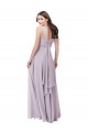 Fábrica de Lombar Chiffon Decote V Comprimento Chão Sem Mangas Linha A Longo Vestidos de Madrinha