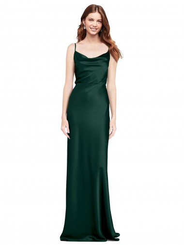 Fábrica de Costas em V Cetim Elástico Decote Capuz Comprimento Chão Sem Mangas Vestidos de Madrinha / Vestidos de Noite / Vestidos de Festa