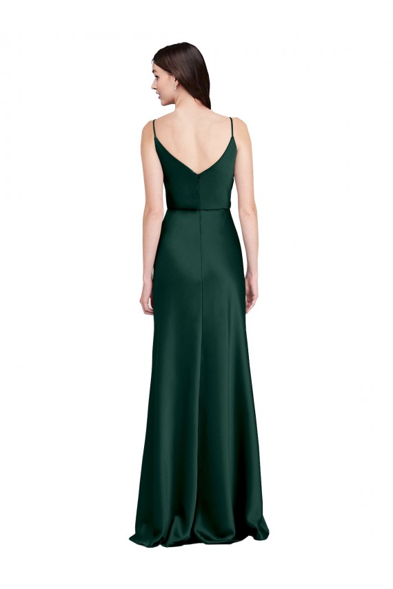 Fábrica de Costas em V Cetim Elástico Decote Capuz Comprimento Chão Sem Mangas Vestidos de Madrinha / Vestidos de Noite / Vestidos de Festa